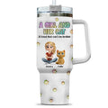 Custom Christmas Birthday Gifts For Cat Mom, Cat Lovers • A Girl And Her Cat - Personalized 3D Inflated Effect Printed 40 Oz Tumbler