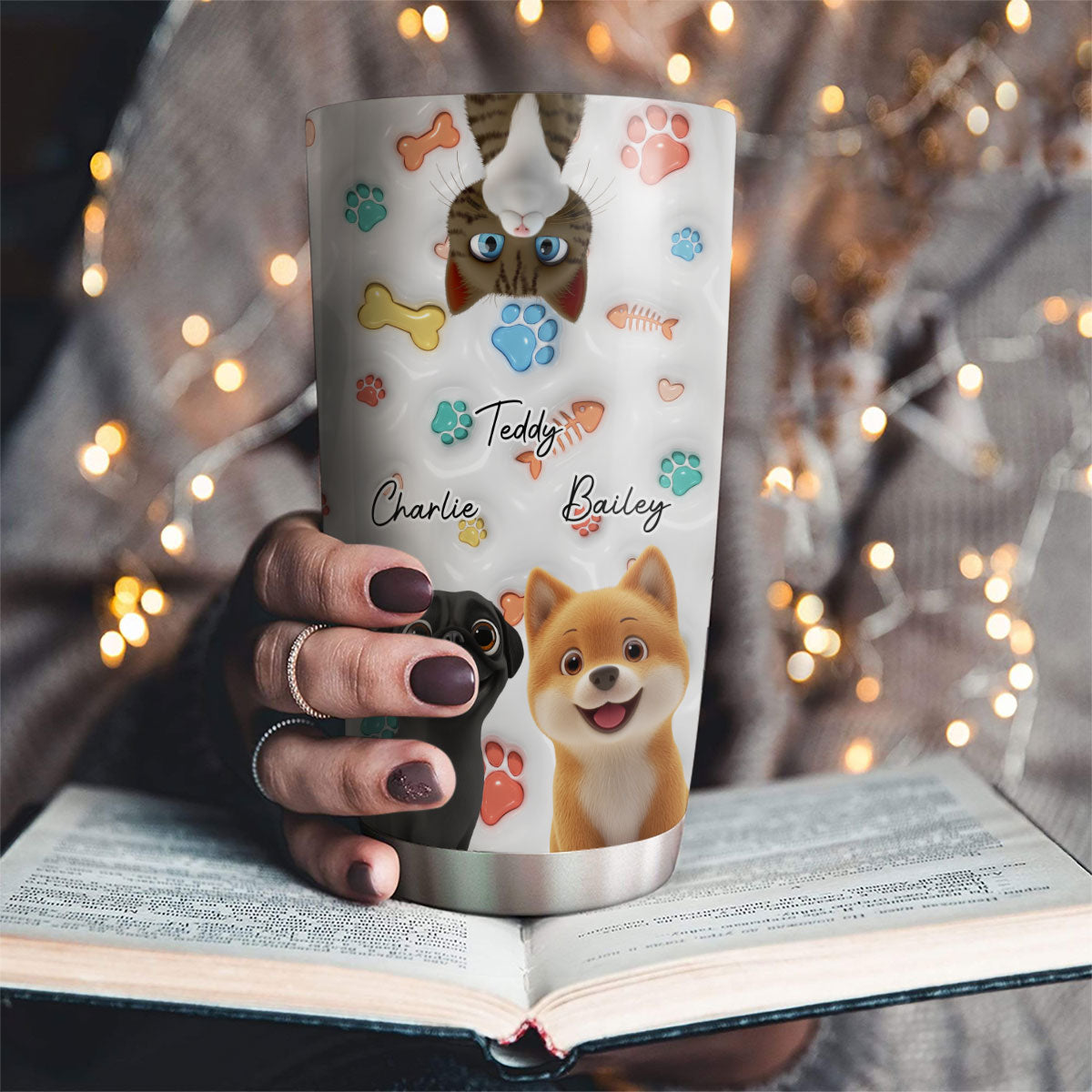 Custom Christmas Birthday Gifts For Pet Lovers • Cute Fur Baby - Personalized 3D Inflated Effect Tumbler