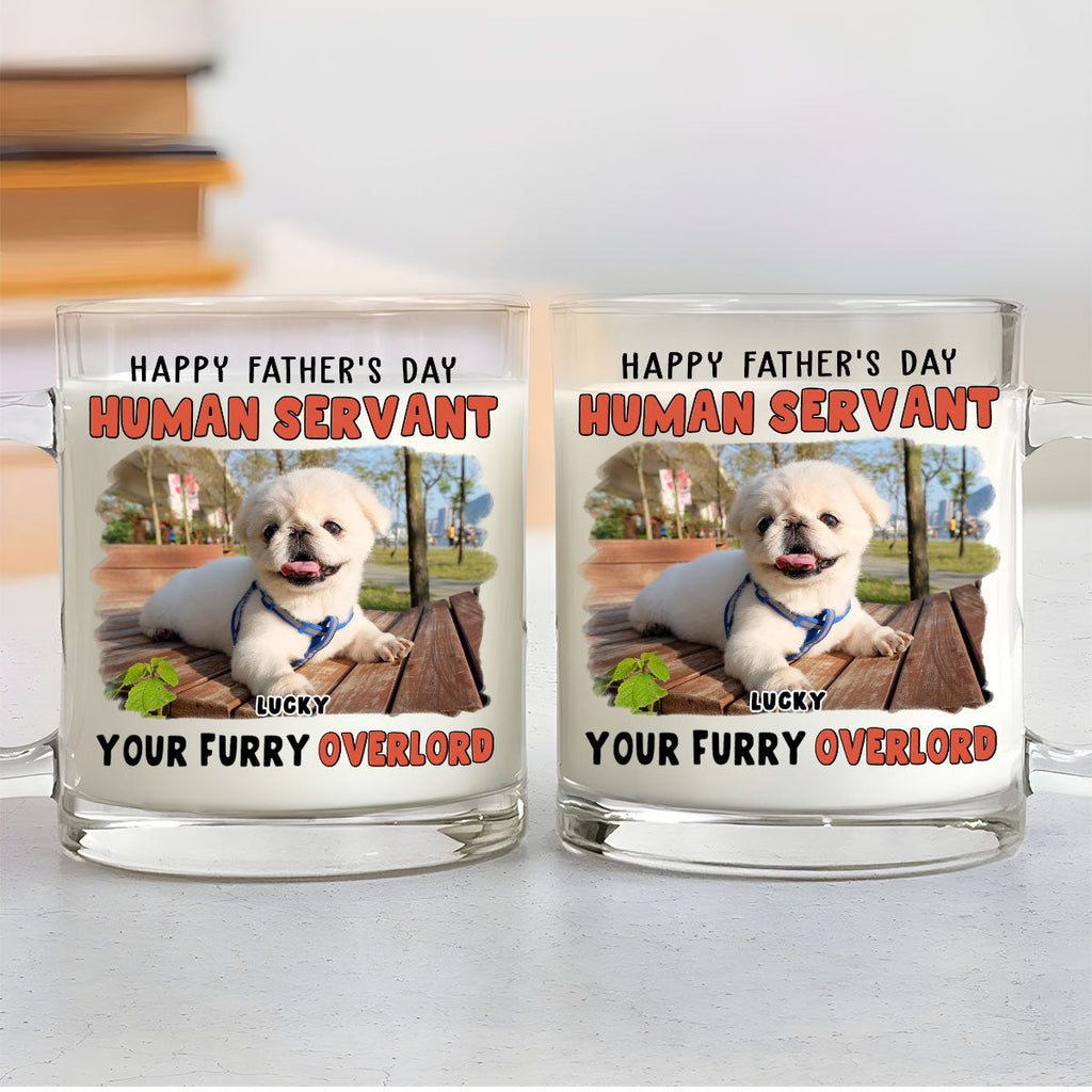 Custom Photo Father's day Birthday Gifts For Dog Dad, Dog Lovers • Your Furry Overlords Dog Ver Photo - Personalized Glass Mug