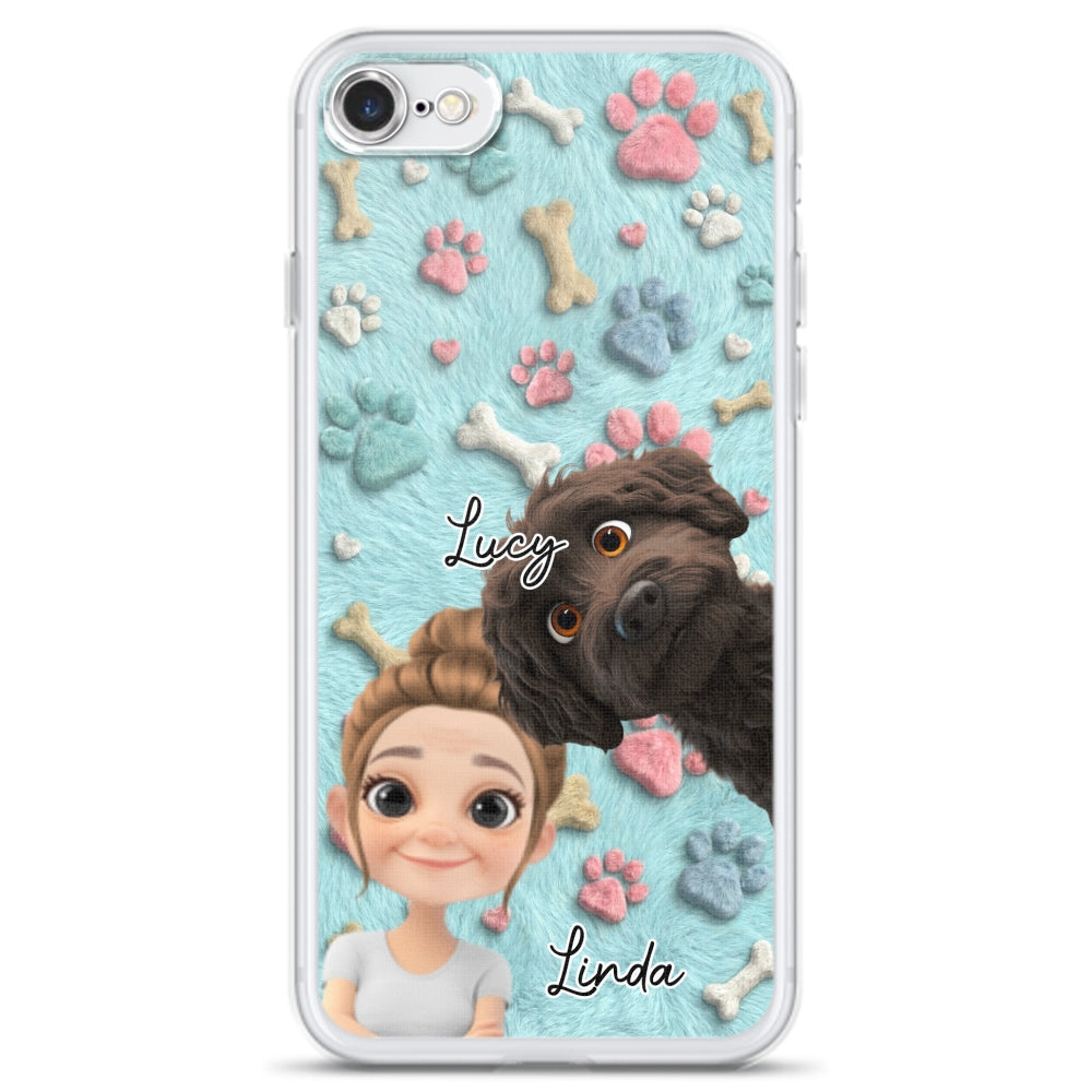 Lovely Dog And Human Cartoon - Personalized Phone Case