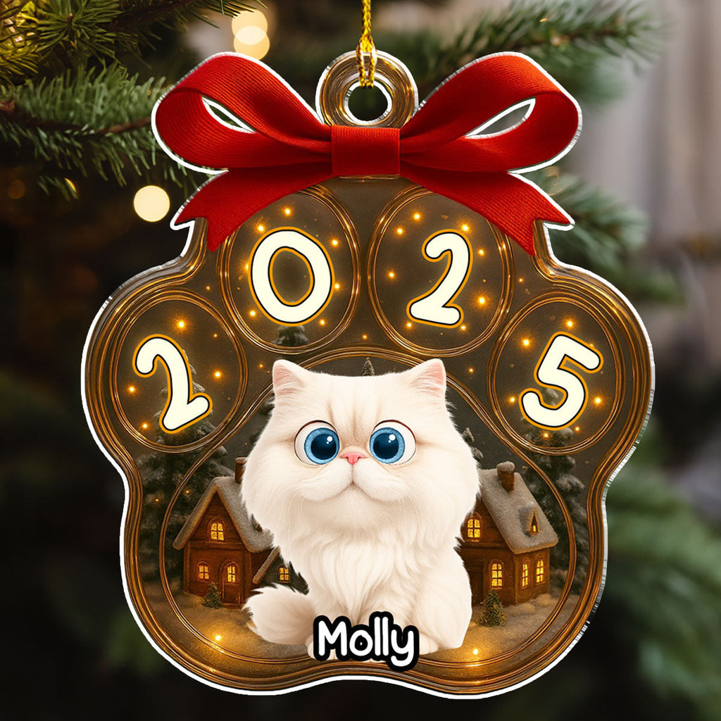 Custom Christmas Decor Home Birthday Gifts For Cat Mom, Cat Lovers • Snow All Over Here Meow Ver - Personalized 3D Inflated Effect Acrylic Ornament