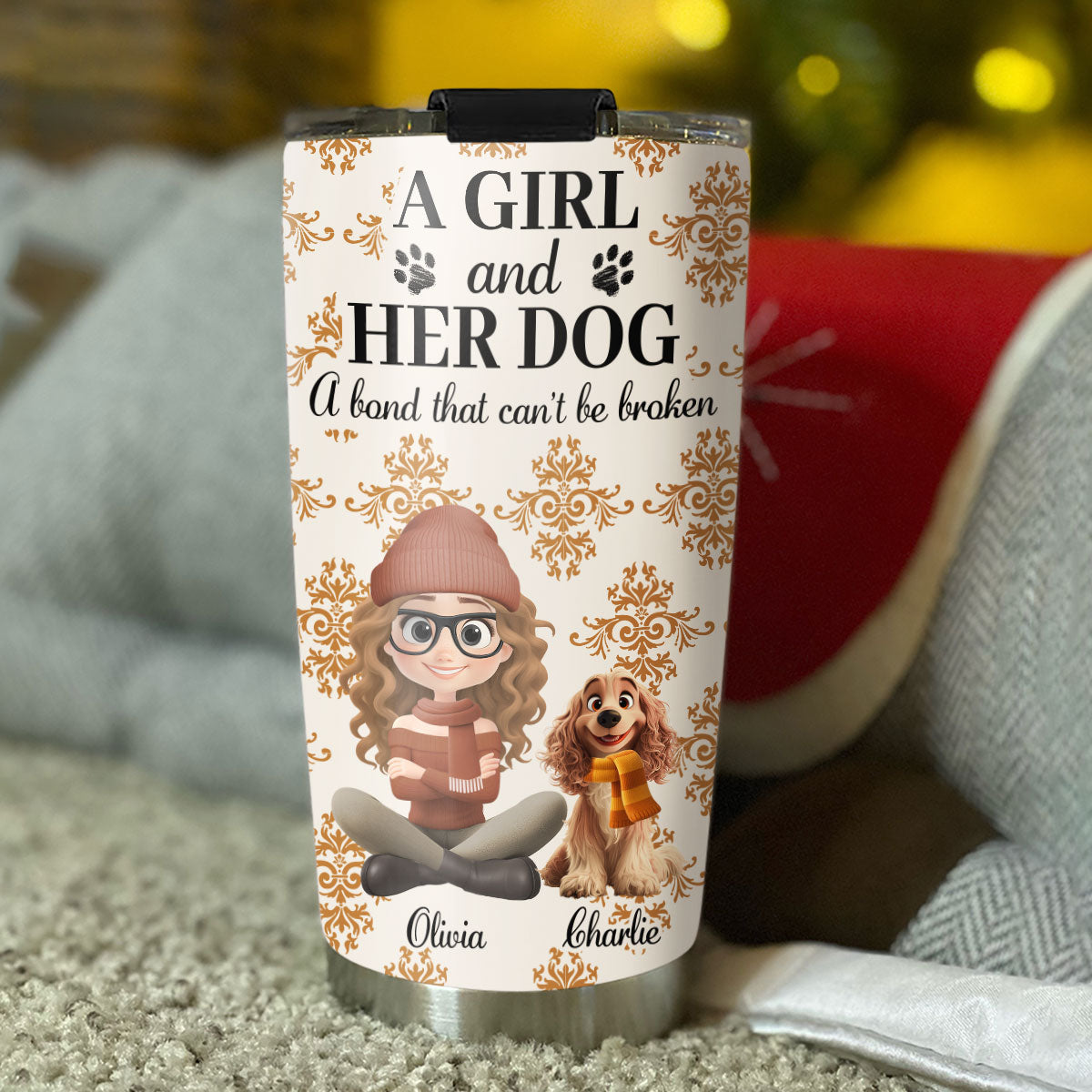 Custom Christmas Birthday Gifts For Dog Mom, Dog Lovers • Pumskin A Girl And Her Dog - Personalized Tumbler