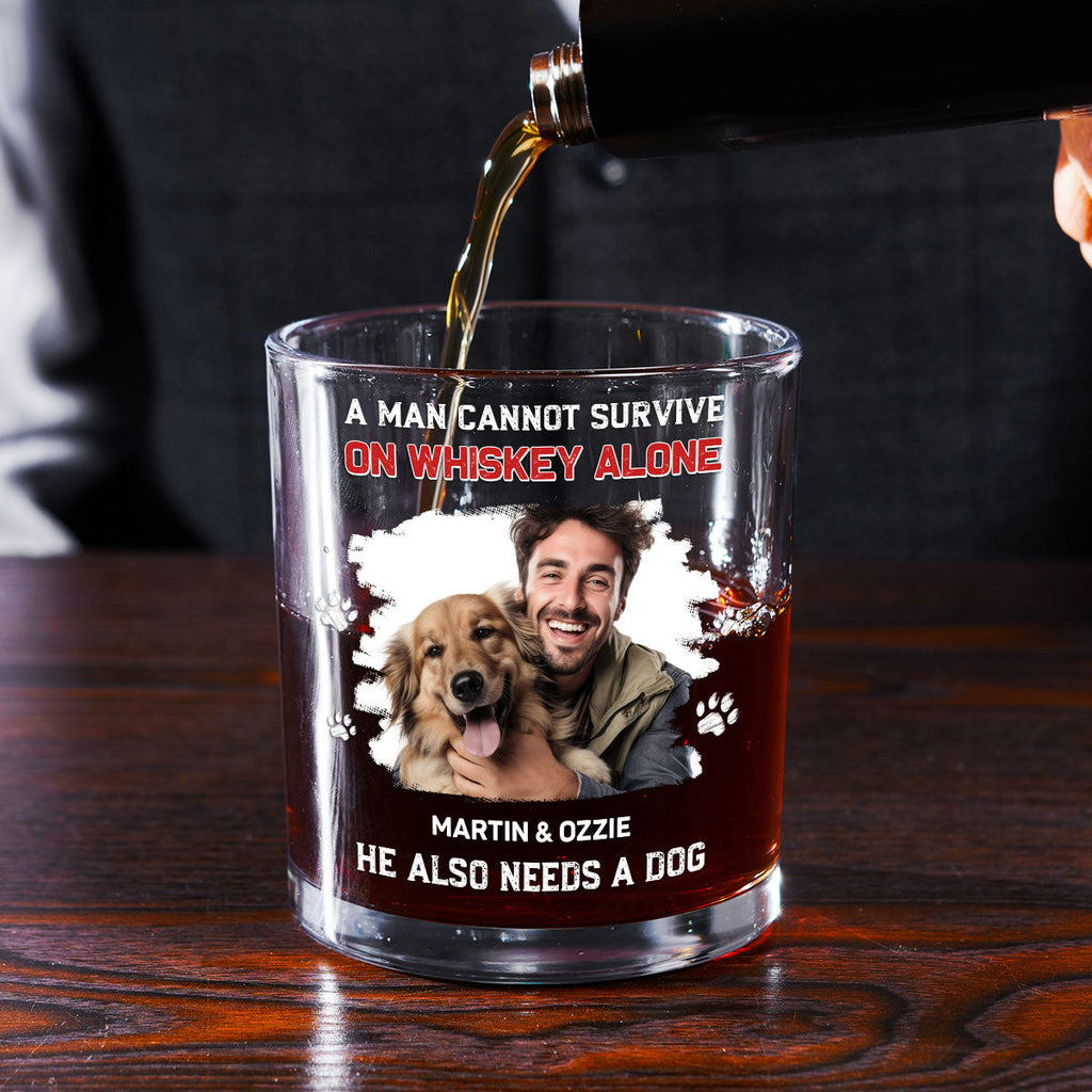 He Needs Dogs Photo - Personalized Whiskey Glass