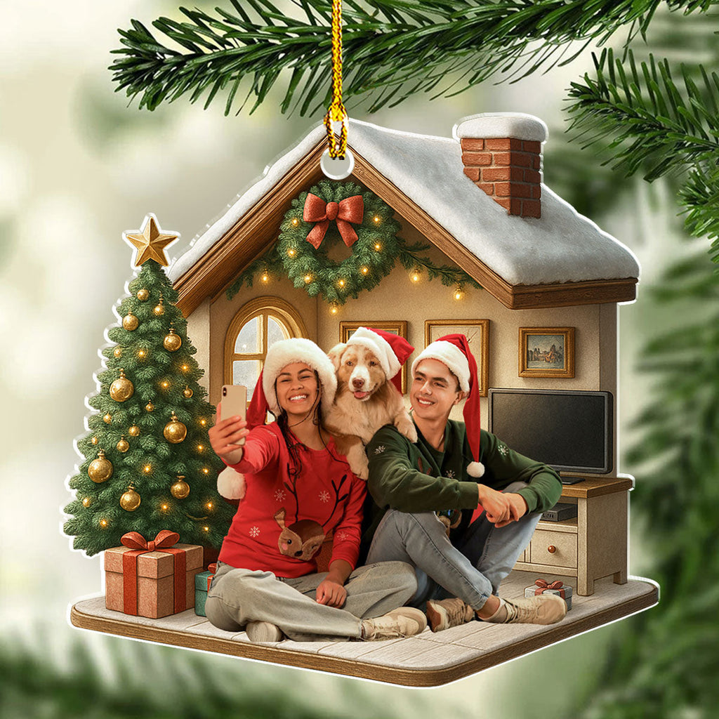 Custom Christmas Decor Home Birthday Gifts For Dog Lovers • Under One Roof Photo - Personalized 3D Effect Acrylic Ornament
