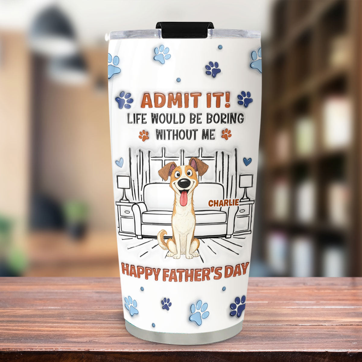 Custom Father's day Birthday Gifts For Dog Dad, Dog Lovers • Admit It Crazy Funny Dog Ver Dad - Personalized 3D Inflated Effect Tumbler