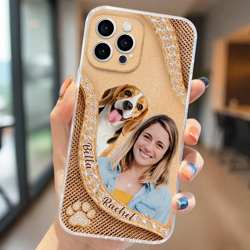Gold Chibi Dog Mom Photo - Personalized 3D Effect Phone Case