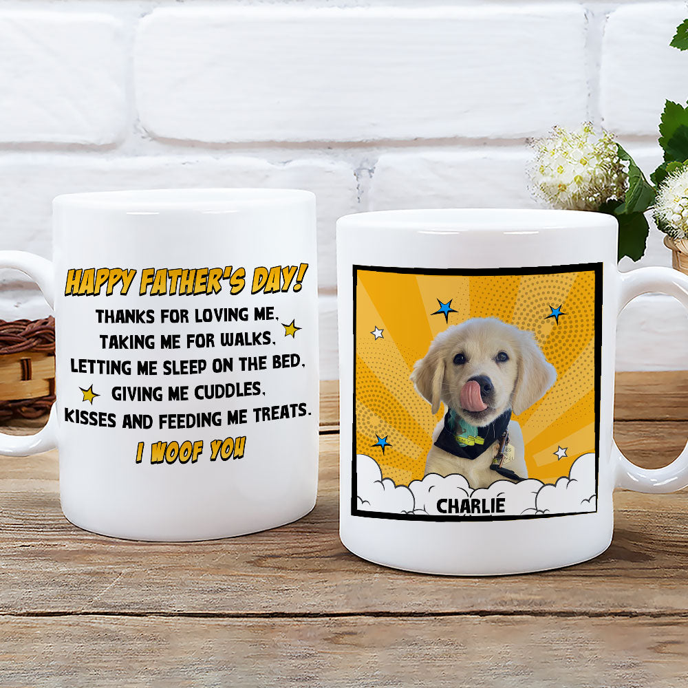 Custom Photo Father's day Birthday Gifts For Dog Dad, Dog Lovers • Popart Thanks For Loving Us Photo - Personalized Coffee Mug