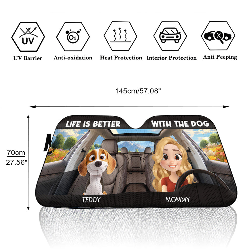 Custom Christmas Birthday Gifts Car Accessories for Dog Parents • Life Is Better - Personalized Car Sunshade