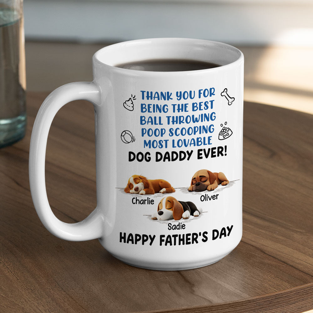 Custom Father's day Birthday Gifts For Dog Dad, Dog Lovers • Most Lovable Daddy Ever - Personalized Coffee Mug