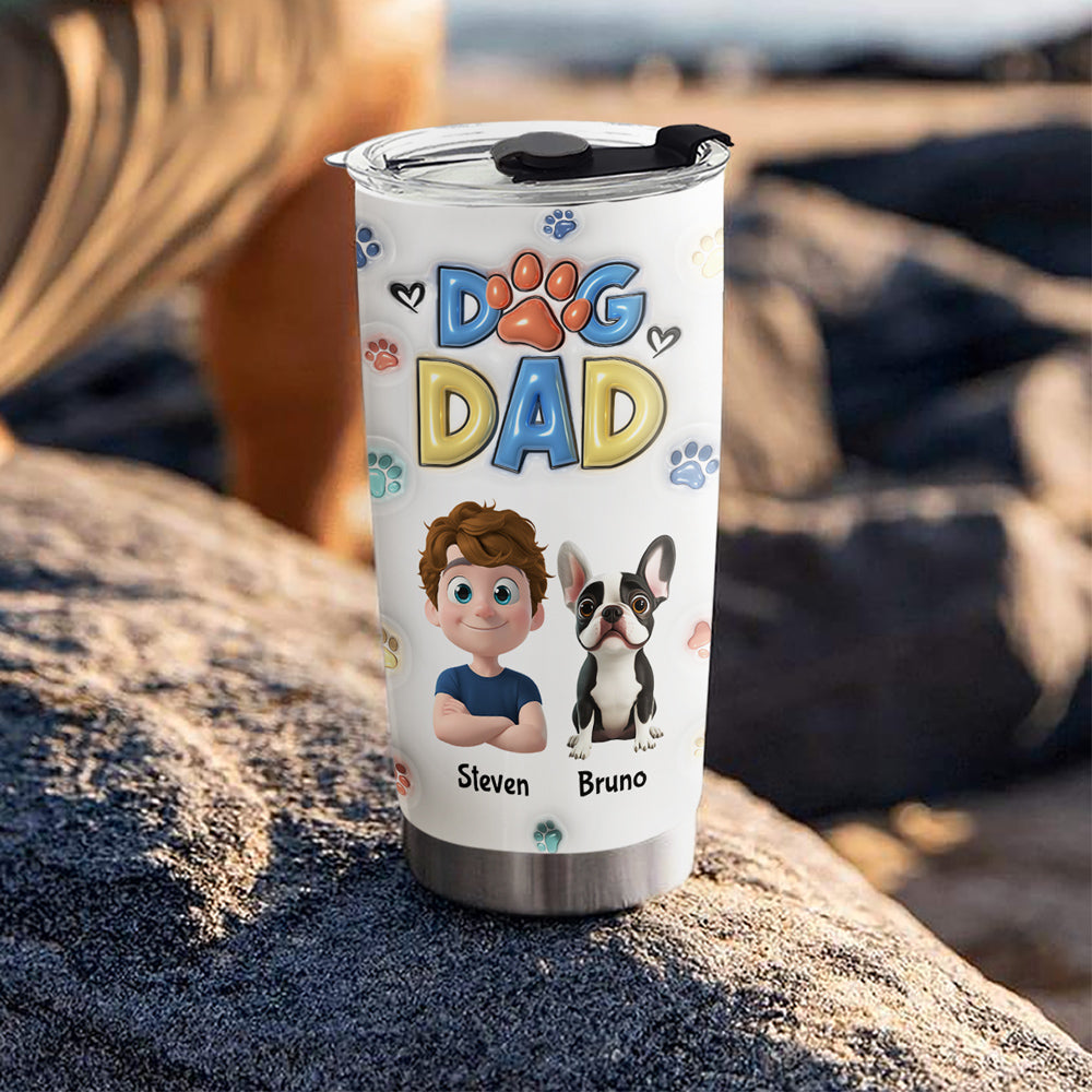Custom Christmas Birthday Gifts For Dog Lovers • Thank You My Dog Mom Dad - Personalized 3D Inflated Effect Tumbler