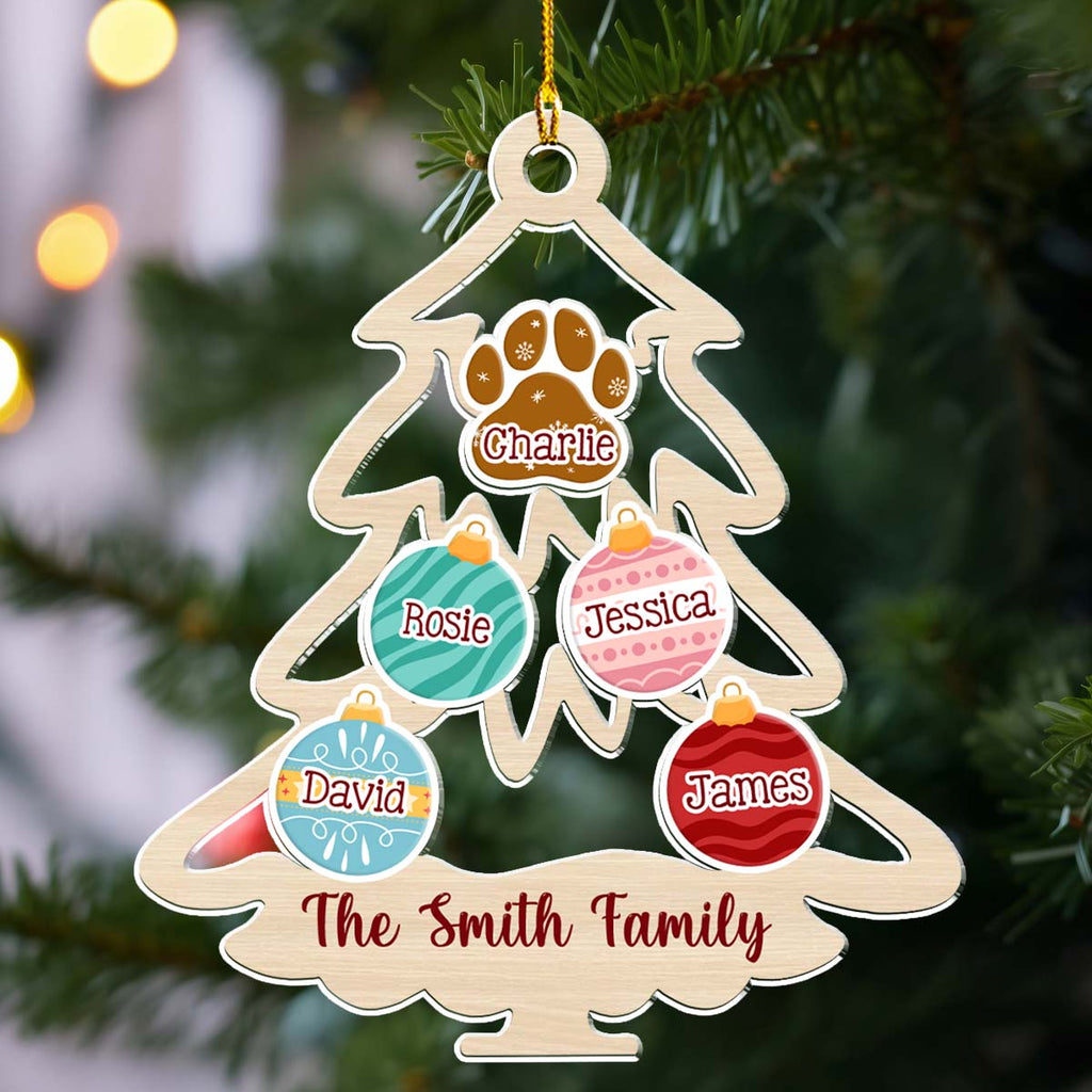 Family Tree Merry Christmas - Personalized Acrylic Ornament