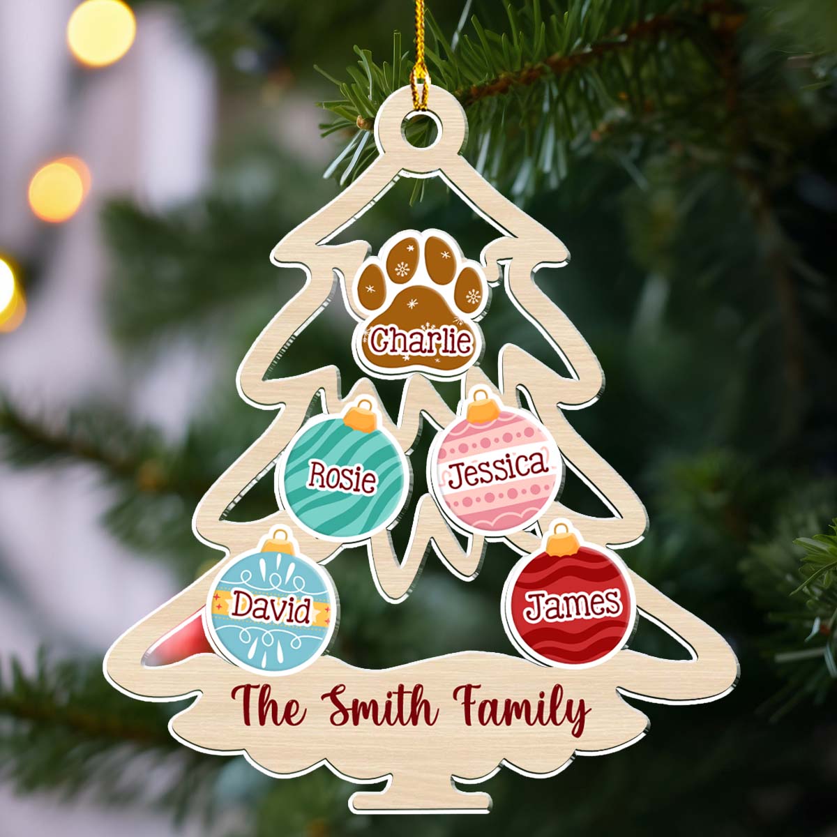 Family Tree Merry Christmas - Personalized Acrylic Ornament