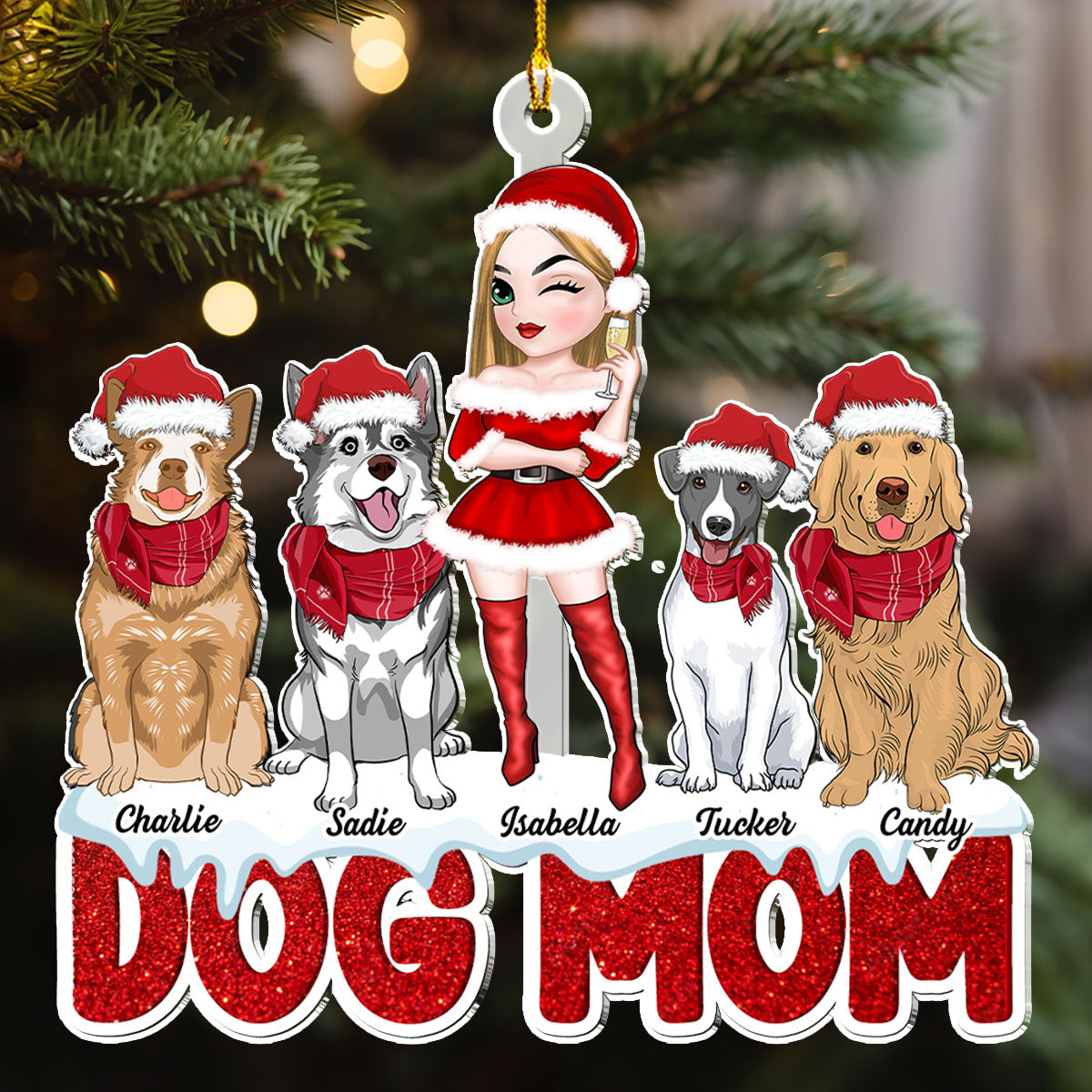 Dog Mom Christmas - Personalized Acrylic Ornament