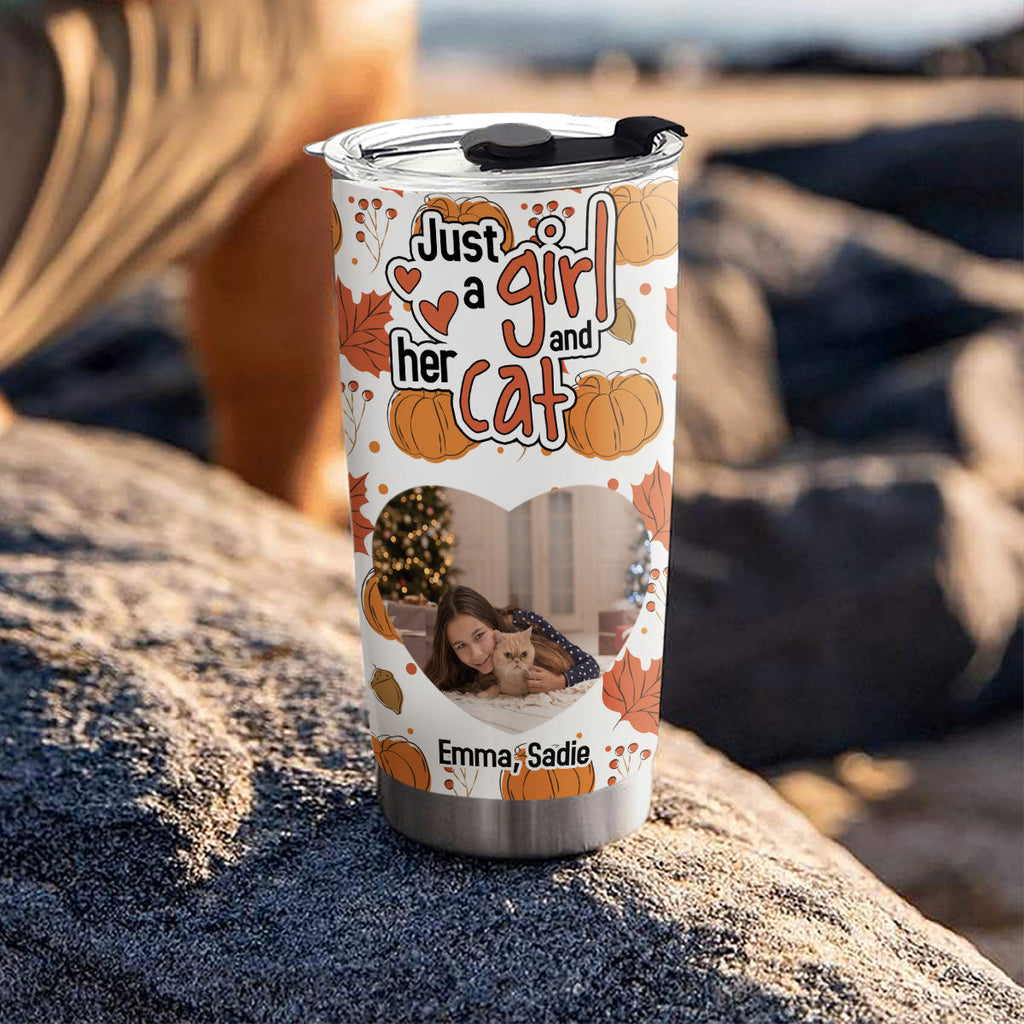 Custom Photo Christmas Birthday Gifts For Cat Mom, Cat Lovers • Falling For Cats Photo - Personalized Tumbler