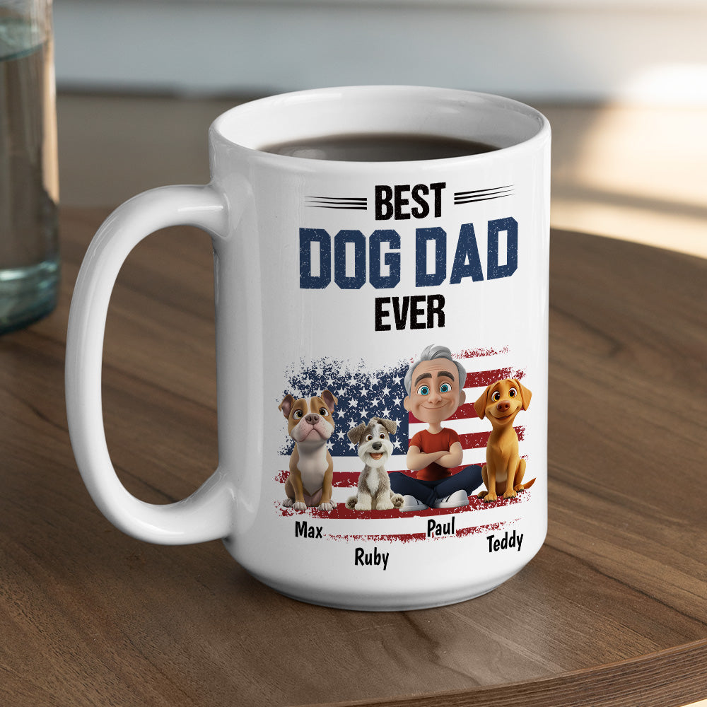 Custom Father's day Birthday Gifts For Dog Dad, Dog Lovers • American Dog Dad - Personalized Coffee Mug