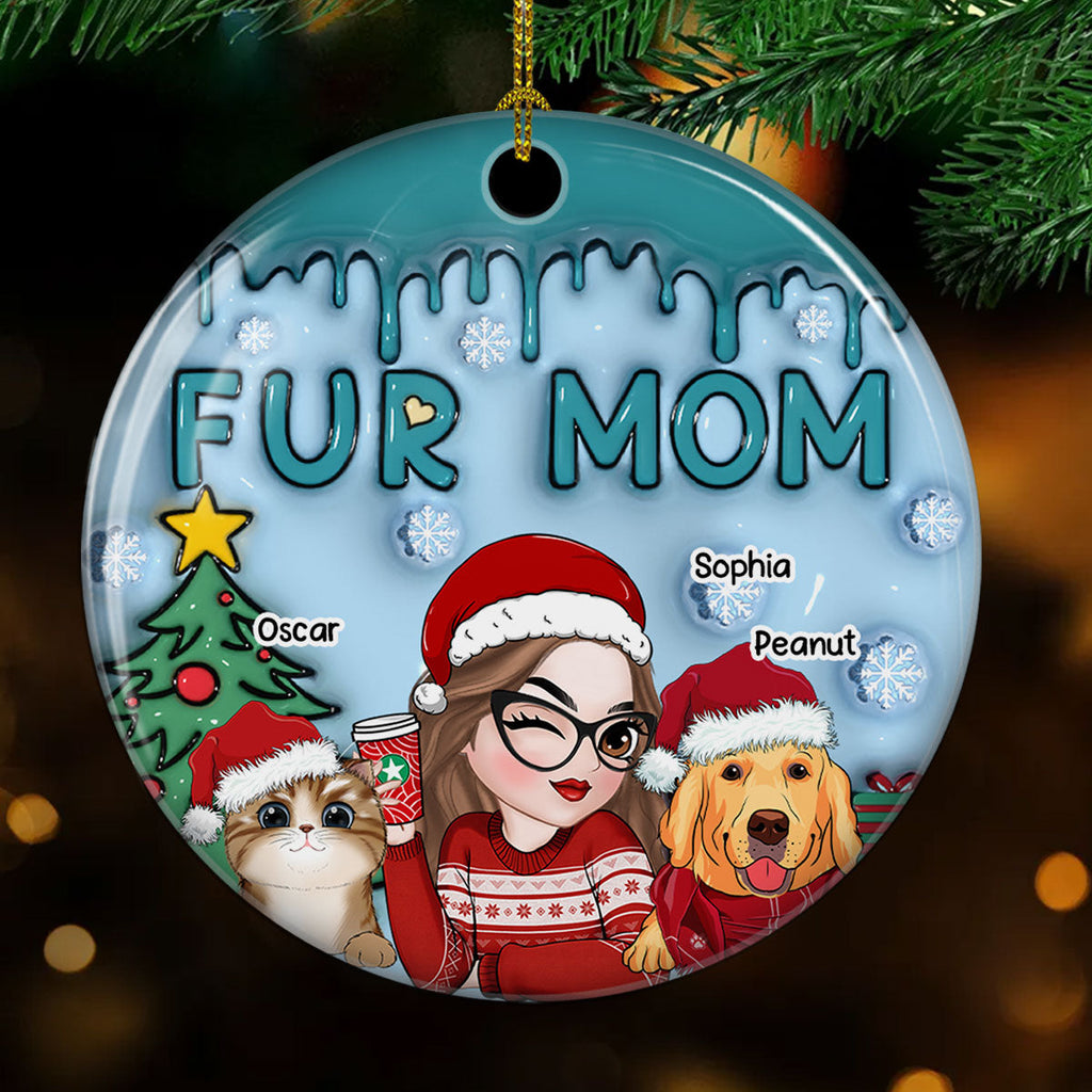 Lovely Fur Mom - Personalized 3D Inflated Effect Ceramic Ornament