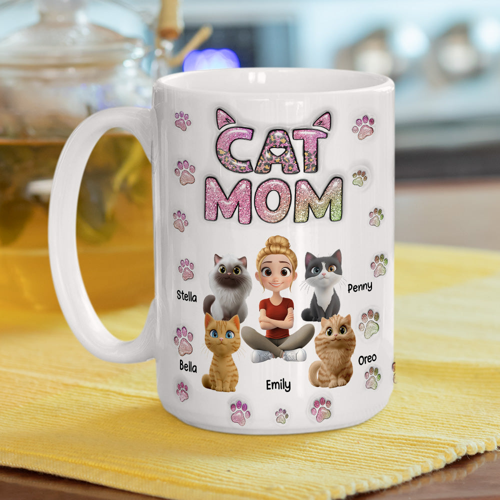 Custom Christmas Birthday Gifts For Dog Mom, Dog Lovers • Cat Mom Lovely Chibi - Personalized 3D Inflated Effect Mug