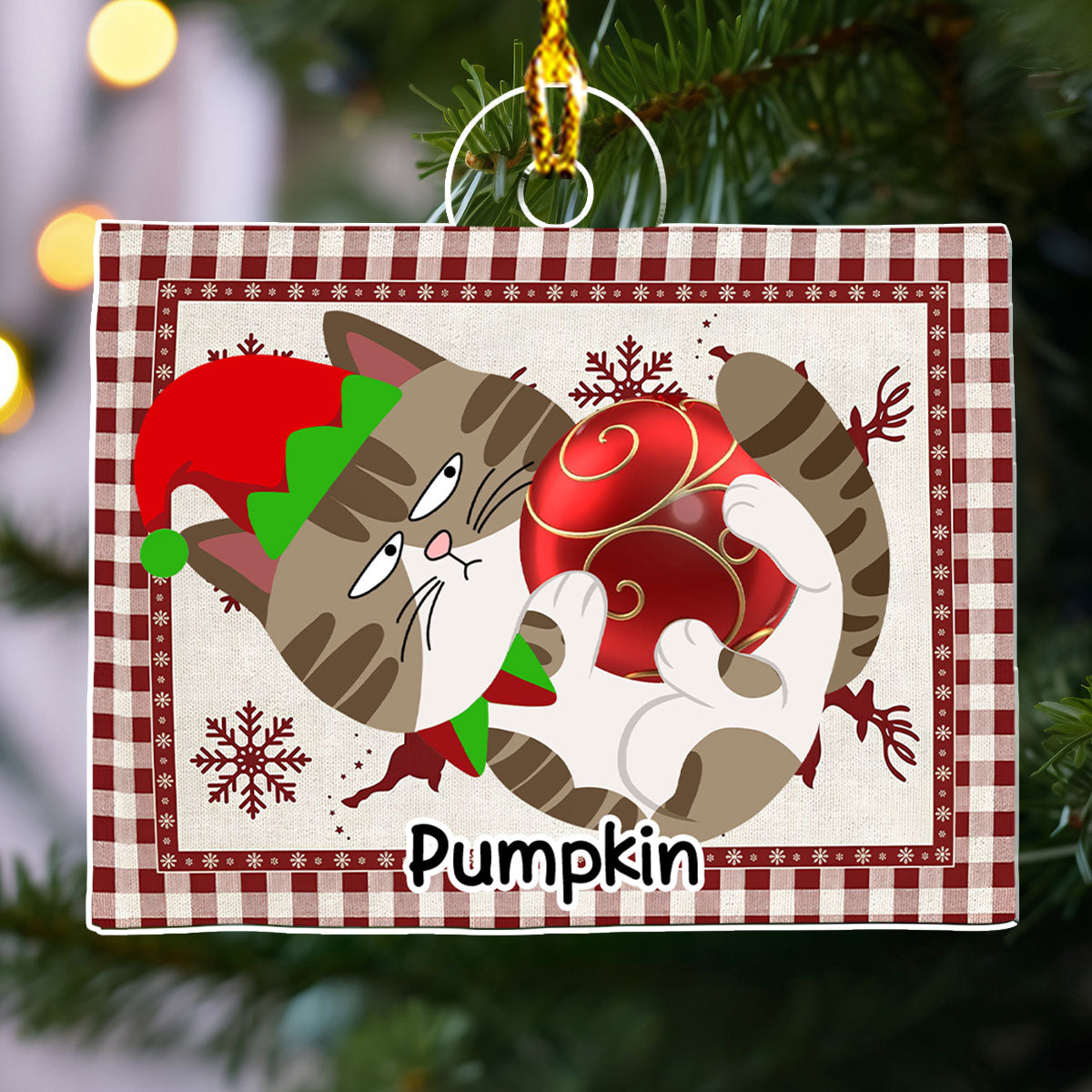 Custom Christmas Decor Home Birthday Gifts For Cat Lovers • Swinging Cat - Personalized Acrylic Ornament