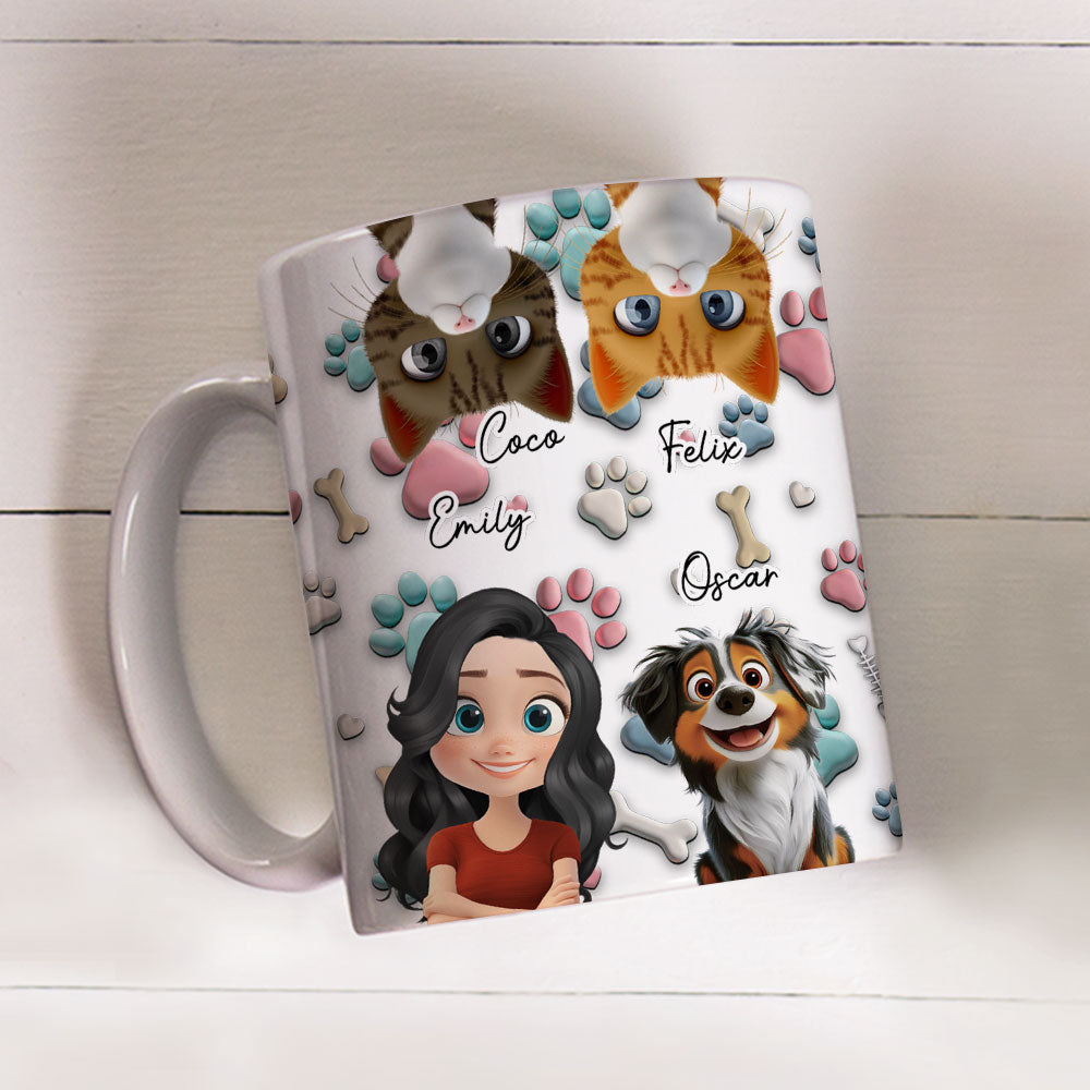 Custom Christmas Birthday Gifts For Cat Mom, Cat Lovers • Pet And Human Cartoon - Personalized Coffee Mug