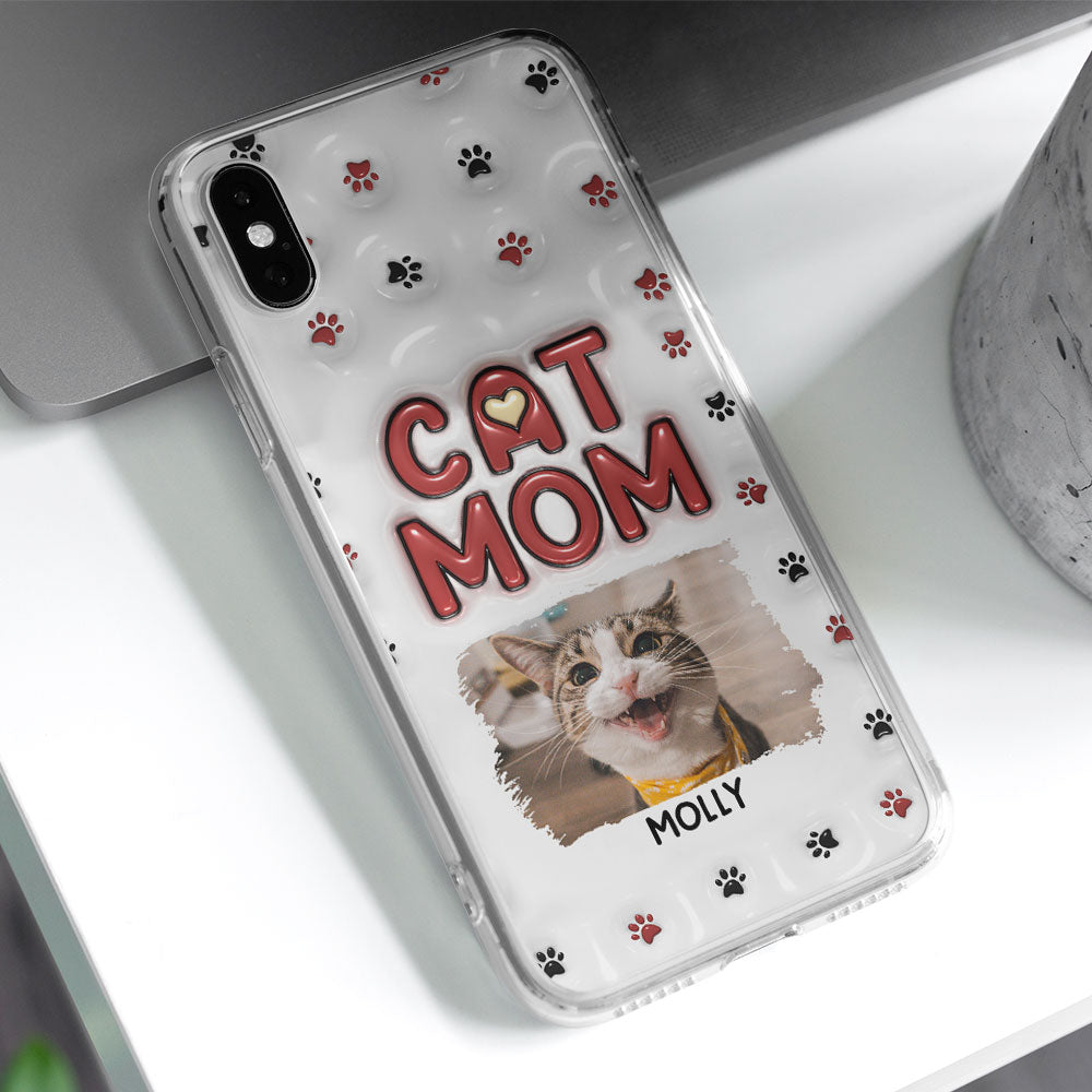 Lovely Cat Mom Photo - Personalized 3D Inflated Effect Phone Case