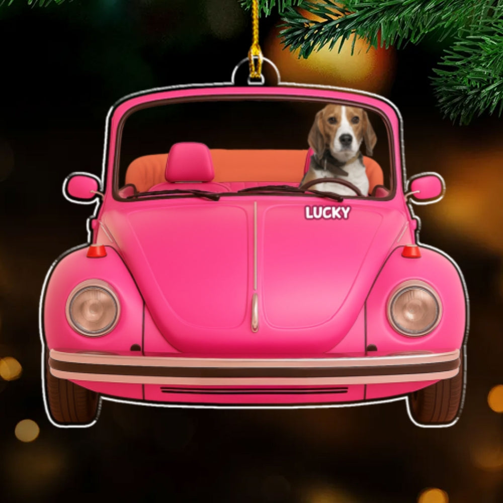 Cute Pet In Car Photo - Personalized Acrylic Ornament