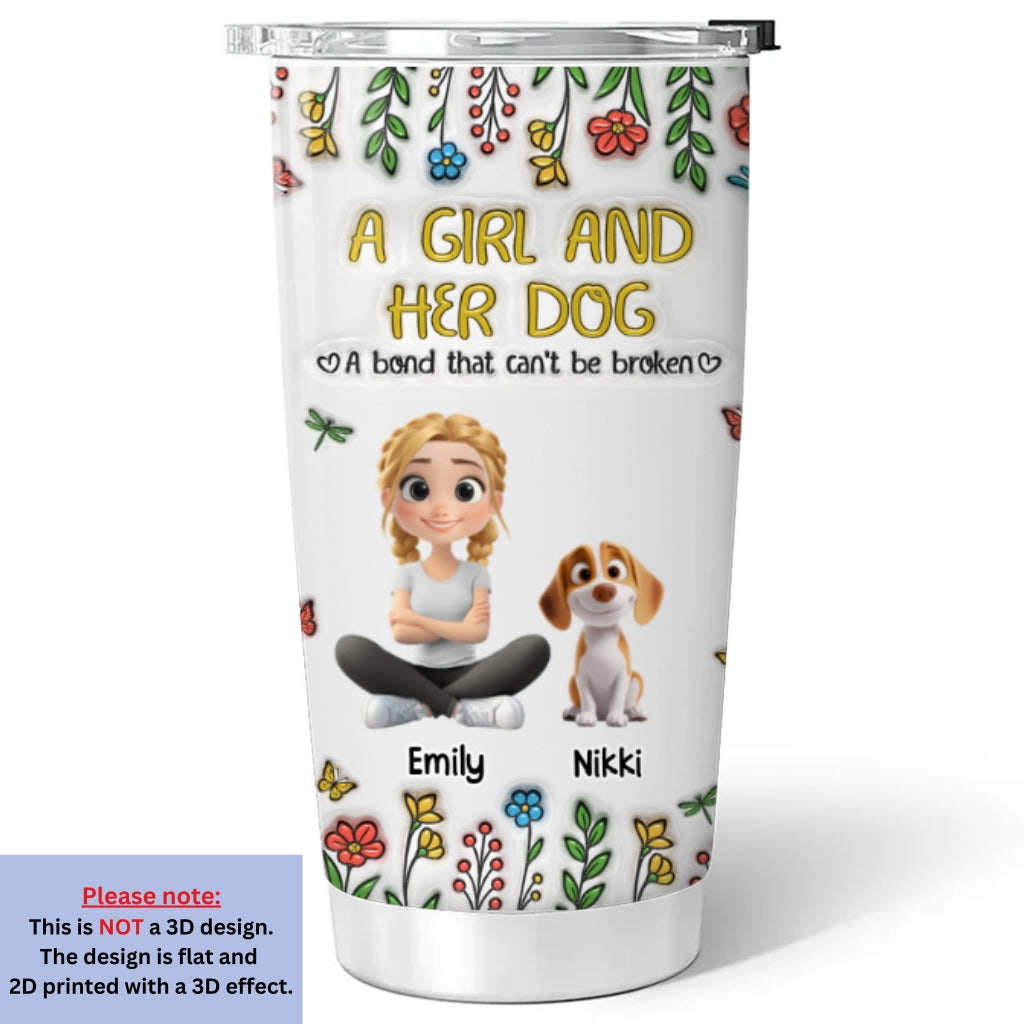 Custom Christmas Birthday Gifts For Dog Lovers • A Girl And Her Dog Baby - Personalized 3D Inflated Effect Tumbler