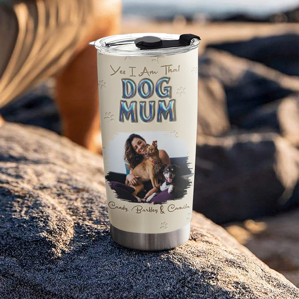 Custom Photo Christmas Birthday Gifts For Dog Mom, Dog Lovers • Heart On You Photo - Personalized 3D Effect Tumbler