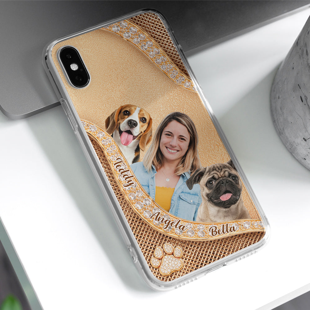 Gold Chibi Dog Mom Photo - Personalized 3D Effect Phone Case