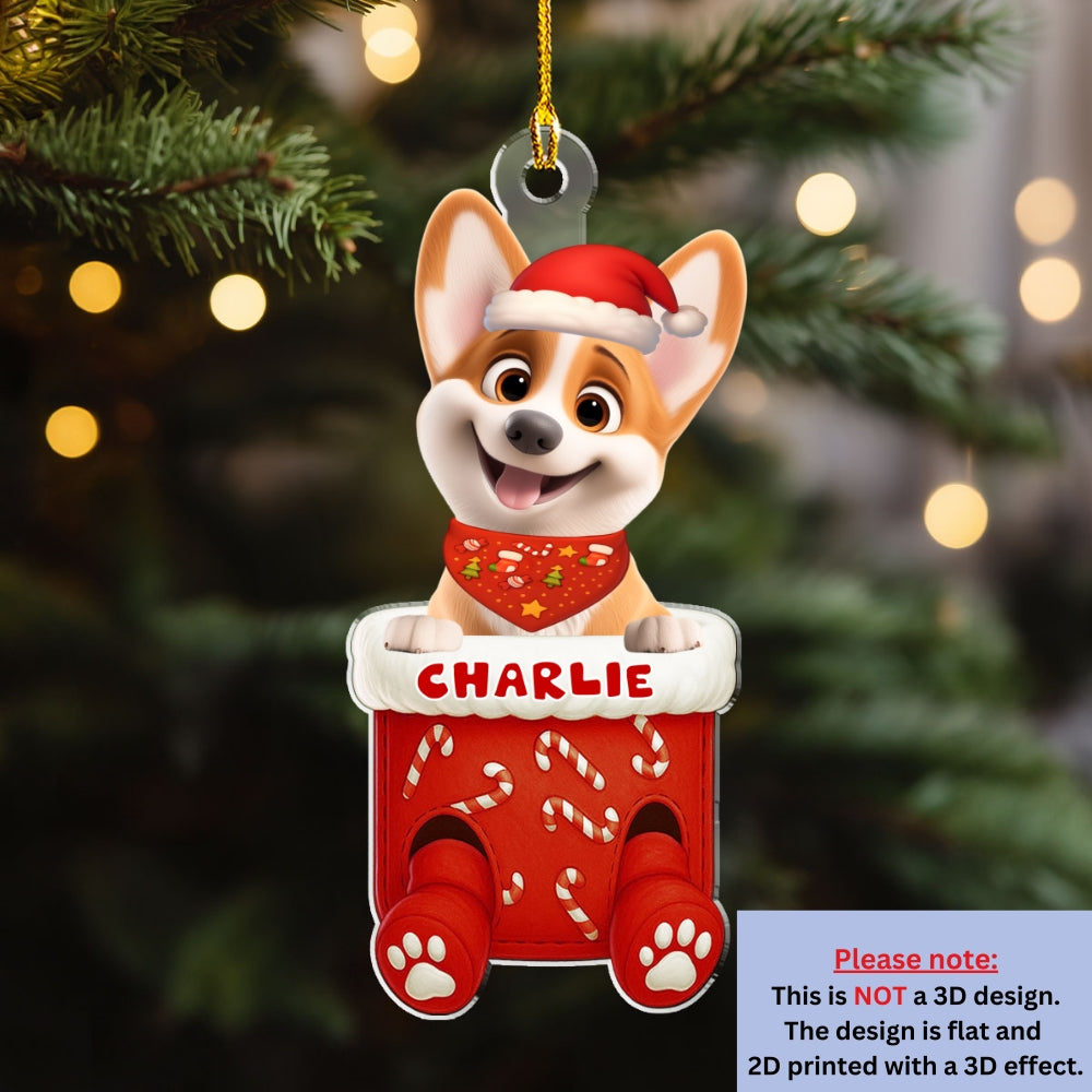 Custom Christmas Decor Home Birthday Gifts For Dog Lovers • Funny Dog In Stocking - Personalized Acrylic Ornament