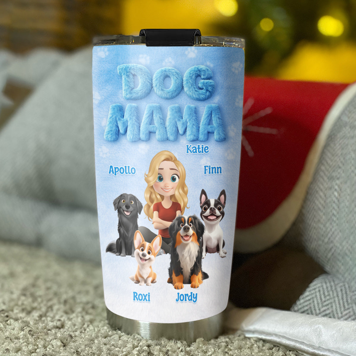 Custom Christmas Birthday Gifts For Dog Mom, Dog Lovers • Fur Mom Fur Dog - Personalized 3D Effect Tumbler