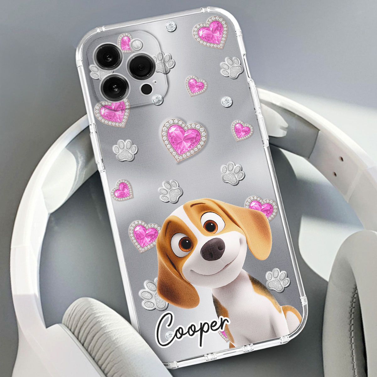 Glitter Cute Cartoon Dogs - Personalized Phone Case