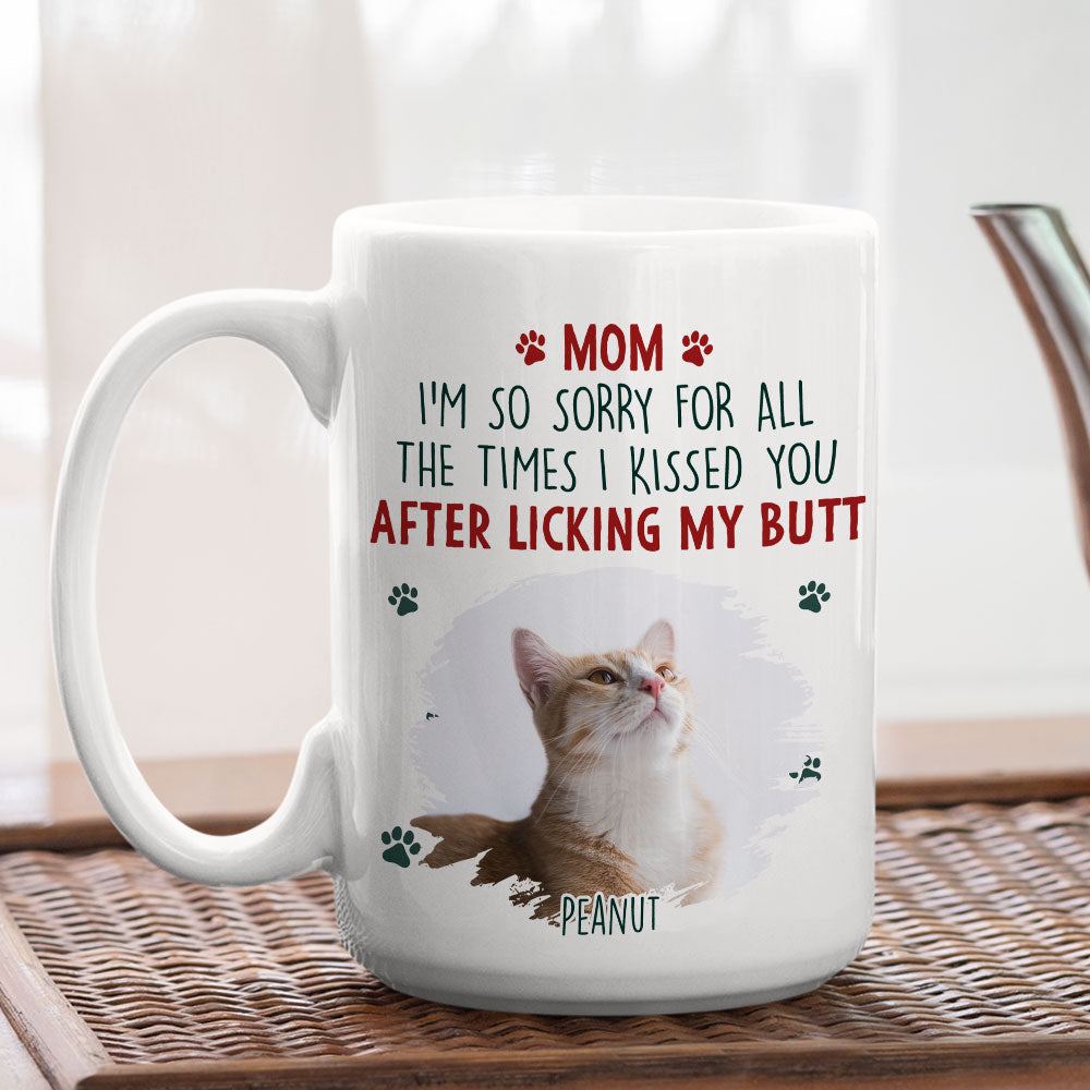 Custom Photo Christmas Birthday Gifts For Dog Lovers • Sorry Mom Dad Cat Version Photo - Personalized Coffee Mug