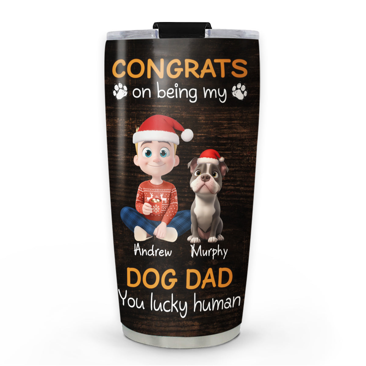 Custom Christmas Birthday Gifts For Dog Dad, Dog Lovers • Congrats On Being Our Dad Cartoon - Personalized Tumbler