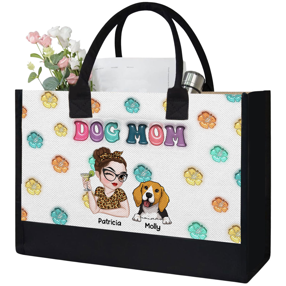Dog Mom Summer - Personalized Canvas Tote Bag
