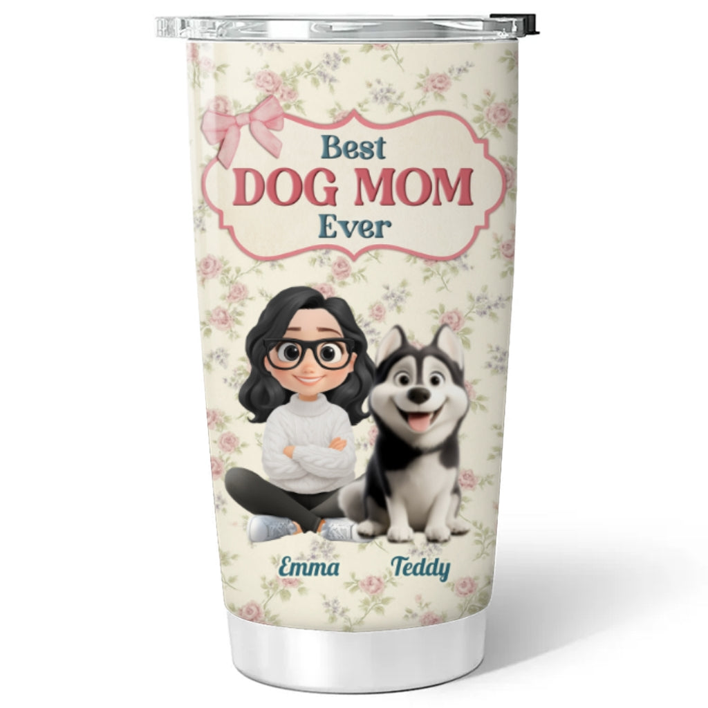 Custom Christmas Birthday Gifts For Dog Mom, Dog Lovers • Coquette Floral - Personalized Tumbler