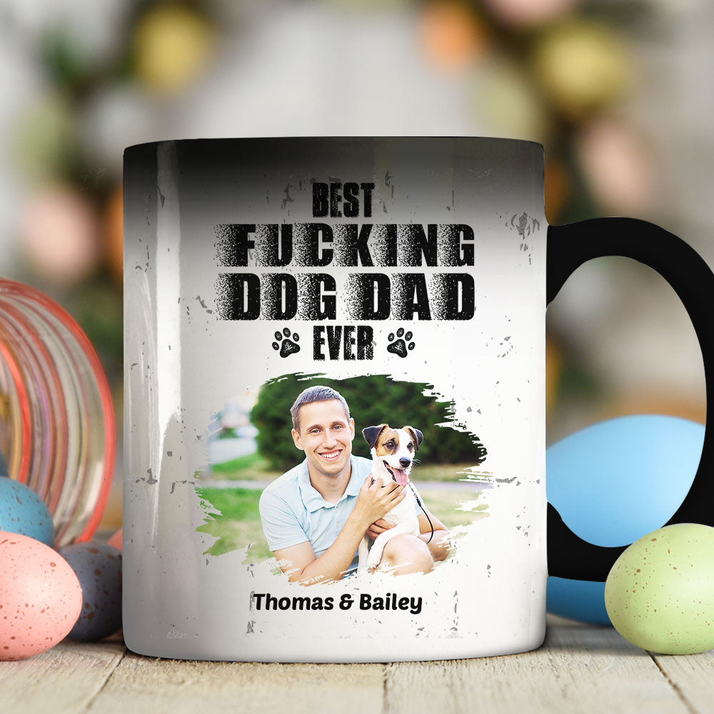 Custom Photo Father's day Birthday Gifts For Dog Dad, Dog Lovers • Best Dad Ever Photo - Personalized Color Changing Mug