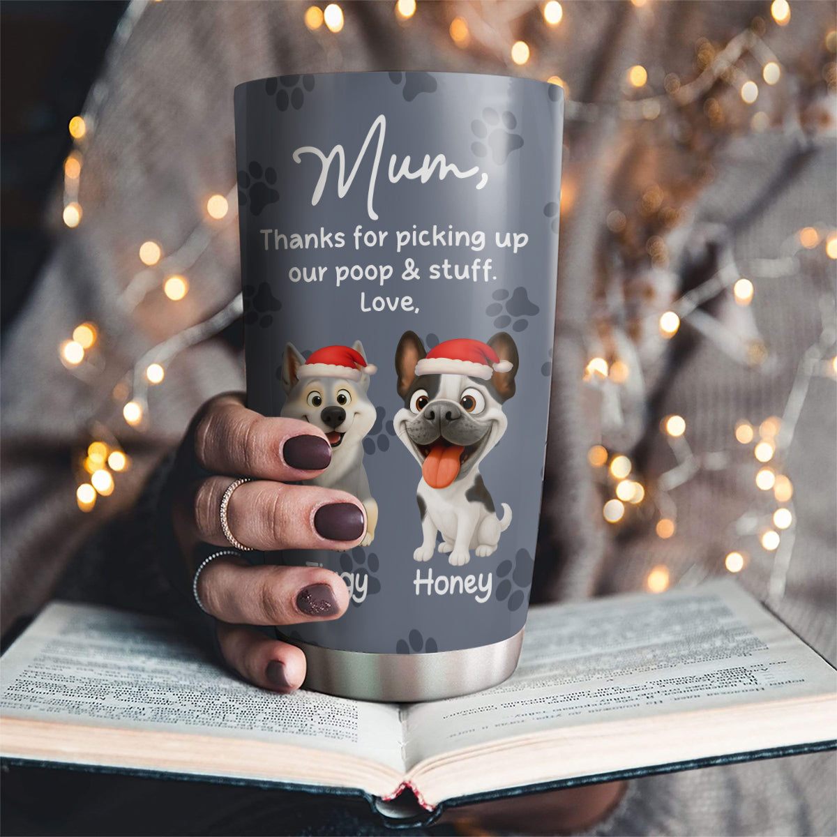 Custom Christmas Birthday Gifts For Dog Lovers • Picking Up My Poo And Stuff - Personalized Tumbler
