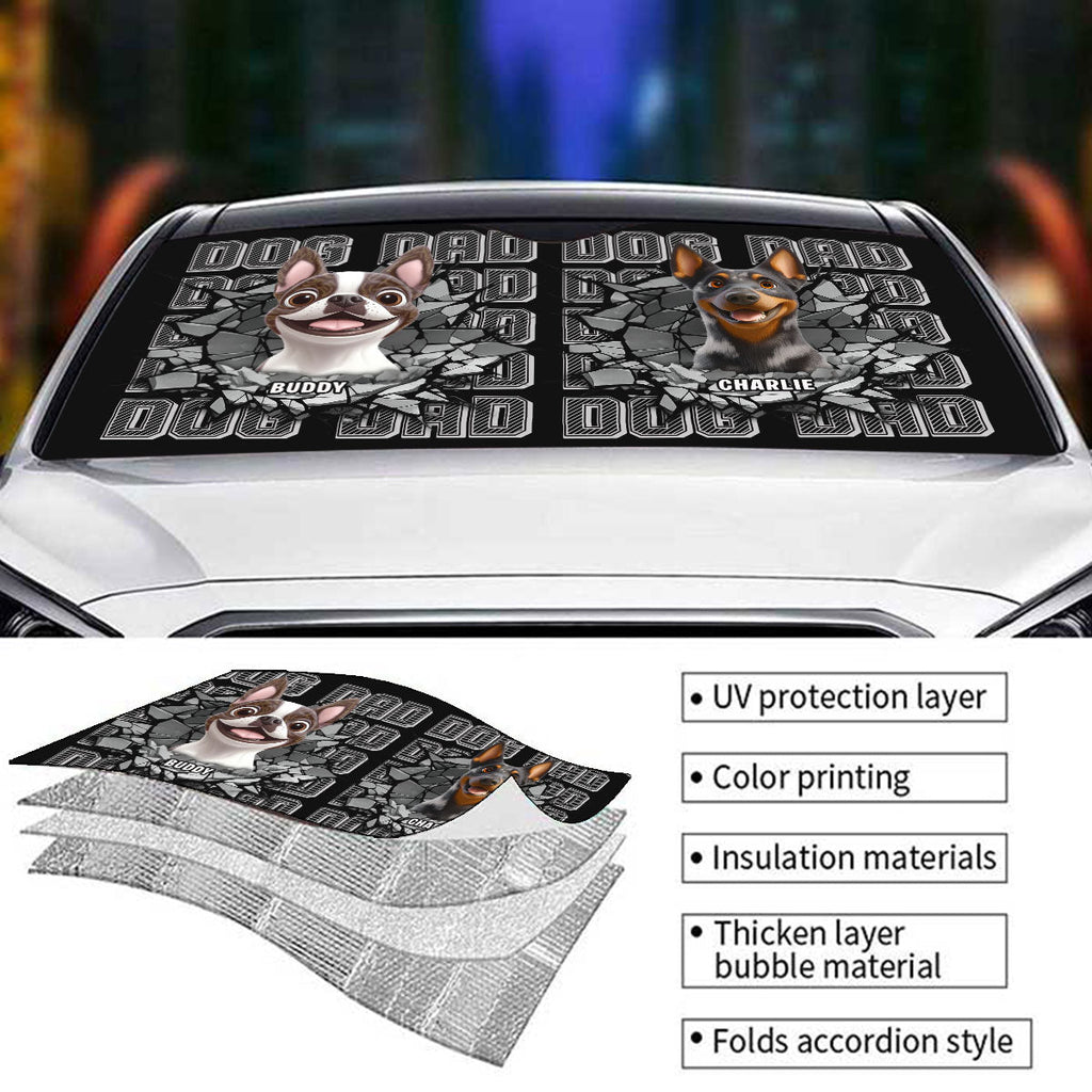 Custom Christmas Birthday Gifts Car Accessories for Dog Parents • Cool Dad Cool Dog - Personalized Car Sunshade