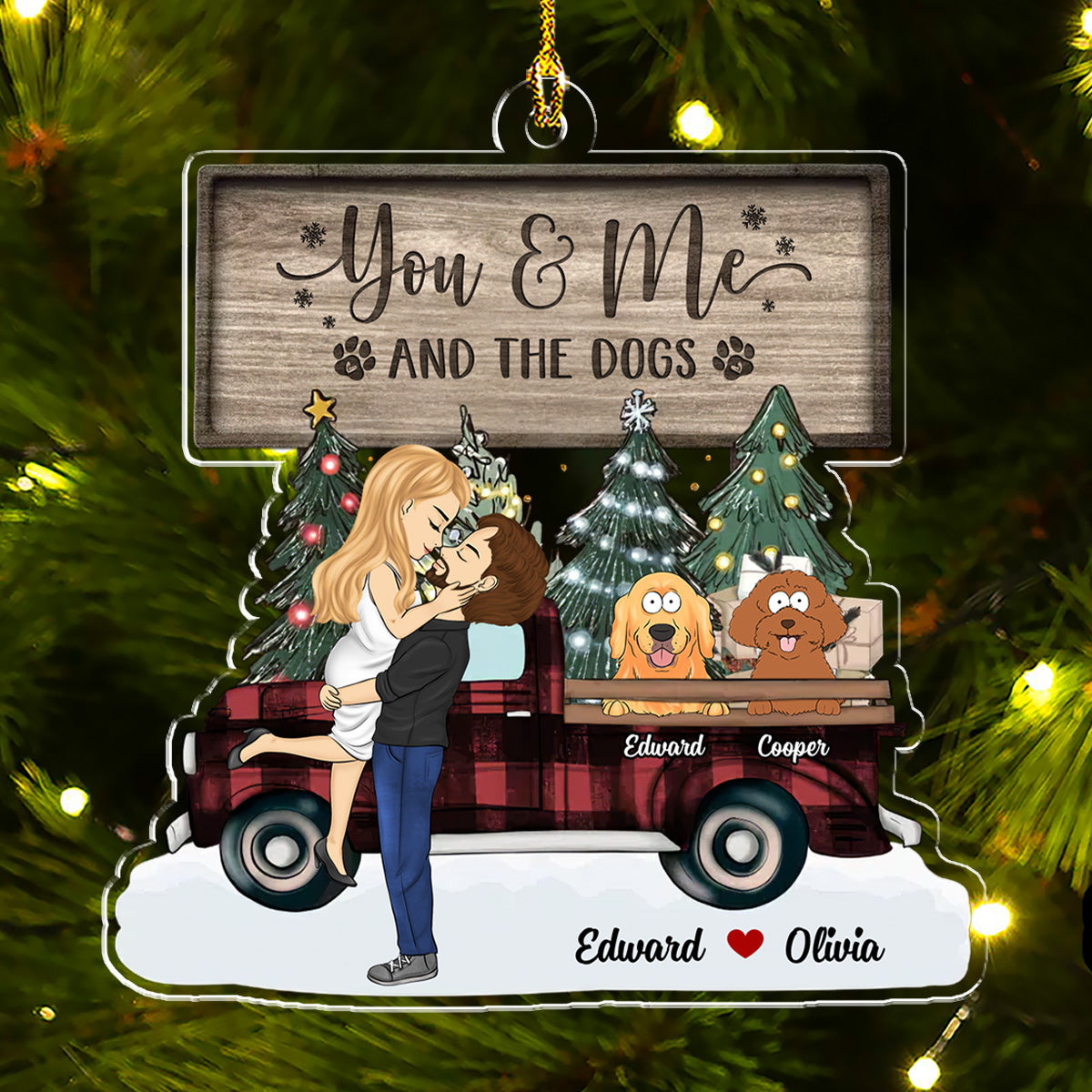 Custom Christmas Decor Home Birthday Gifts For Dog Lovers • You And Me & The Dogs - Personalized Acrylic Ornament