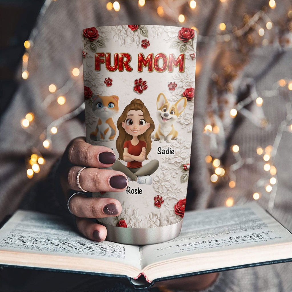 Custom Christmas Birthday Gifts For Cat Lovers • Floral Pet Mom - Personalized 3D Effect Tumbler