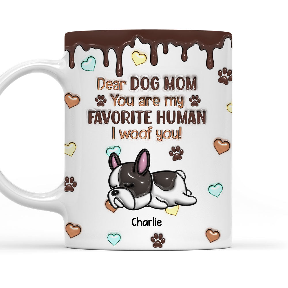 Custom Christmas Birthday Gifts For Dog Lovers • Favorite Human Version 2 - Personalized 3D Inflated Effect Mug