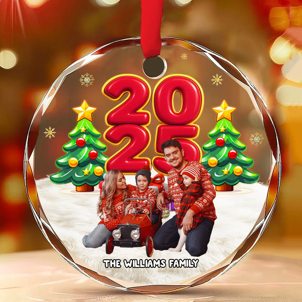 You Me And Our Kid Pet Photo - Personalized Glass Ornament