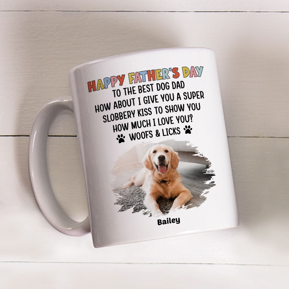Custom Photo Father's day Birthday Gifts For Dog Dad, Dog Lovers • Woofs And Licks Photo - Personalized Coffee Mug