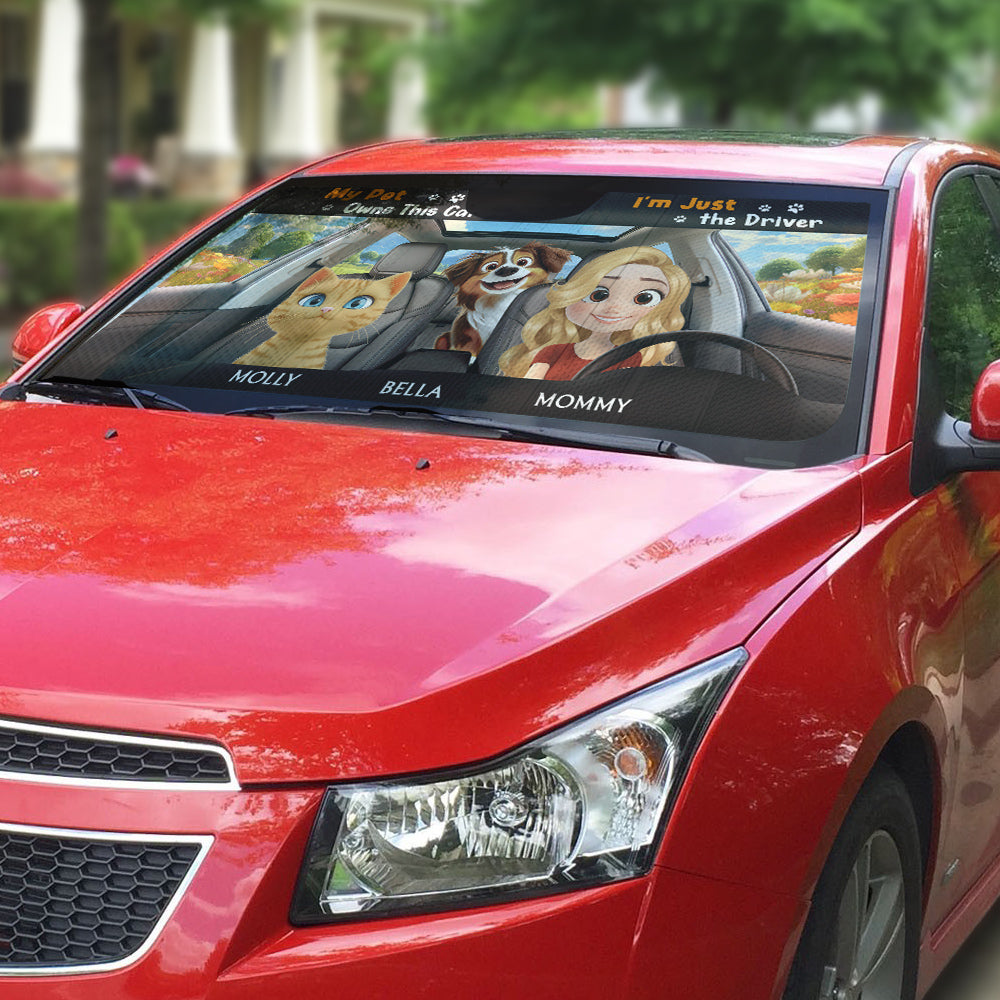 Custom Christmas Birthday Gifts Car Accessories for Pet Parents • My Pets Owns This Car - Personalized Car Sunshade