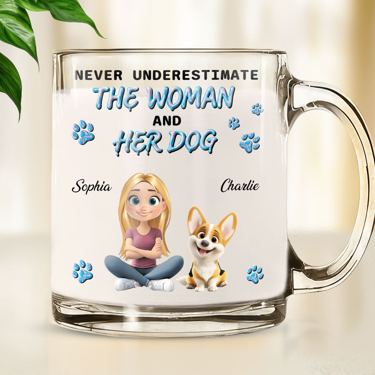 Custom Mother's day Birthday Gifts For Dog Mom, Dog Lovers • Do Not Dare Underestimate - Personalized 3D Effect Glass Mug
