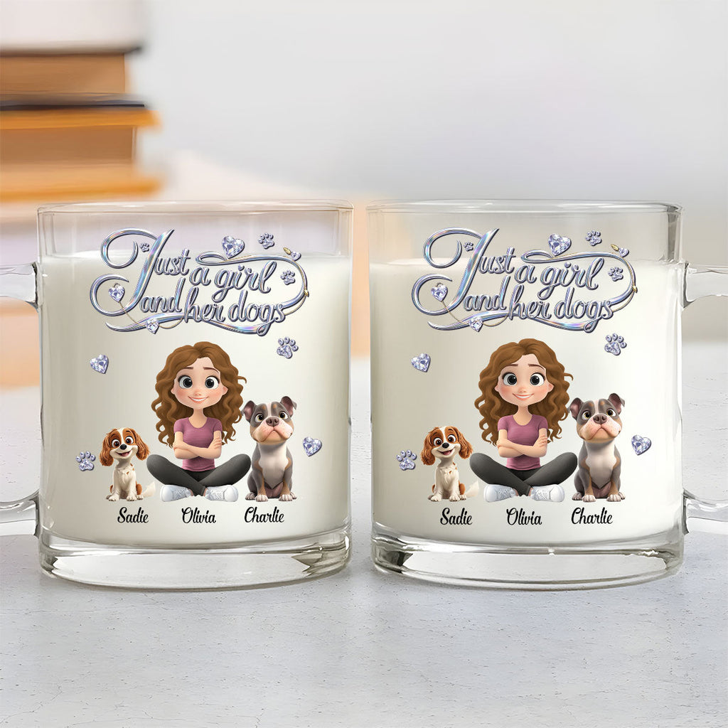 Custom Mother's day Birthday Gifts For Dog Mom, Dog Lovers • Just Being A Girl - Personalized 3D Effect Glass Mug