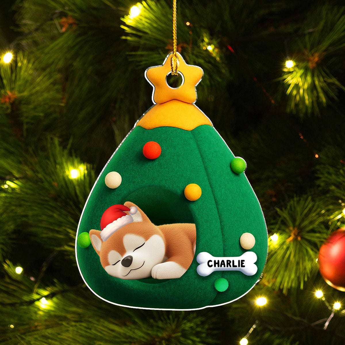 Custom Christmas Decor Home Birthday Gifts For Dog Mom, Dog Lovers • Santa Paws Cozy Tree - Personalized Acrylic Ornament