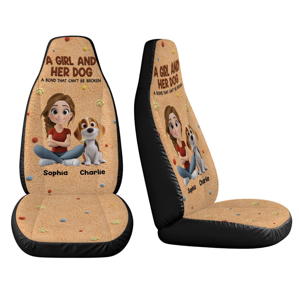 Stuffy Girl And Her Lovely Dogs - Personalized Car Seat Cover