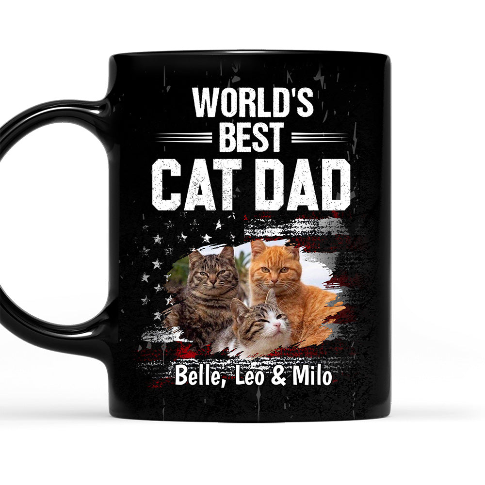 Custom Photo Mother's Father's day Birthday Gifts For Cat Lovers • World Best Cat Dad Photo - Personalized Coffee Mug