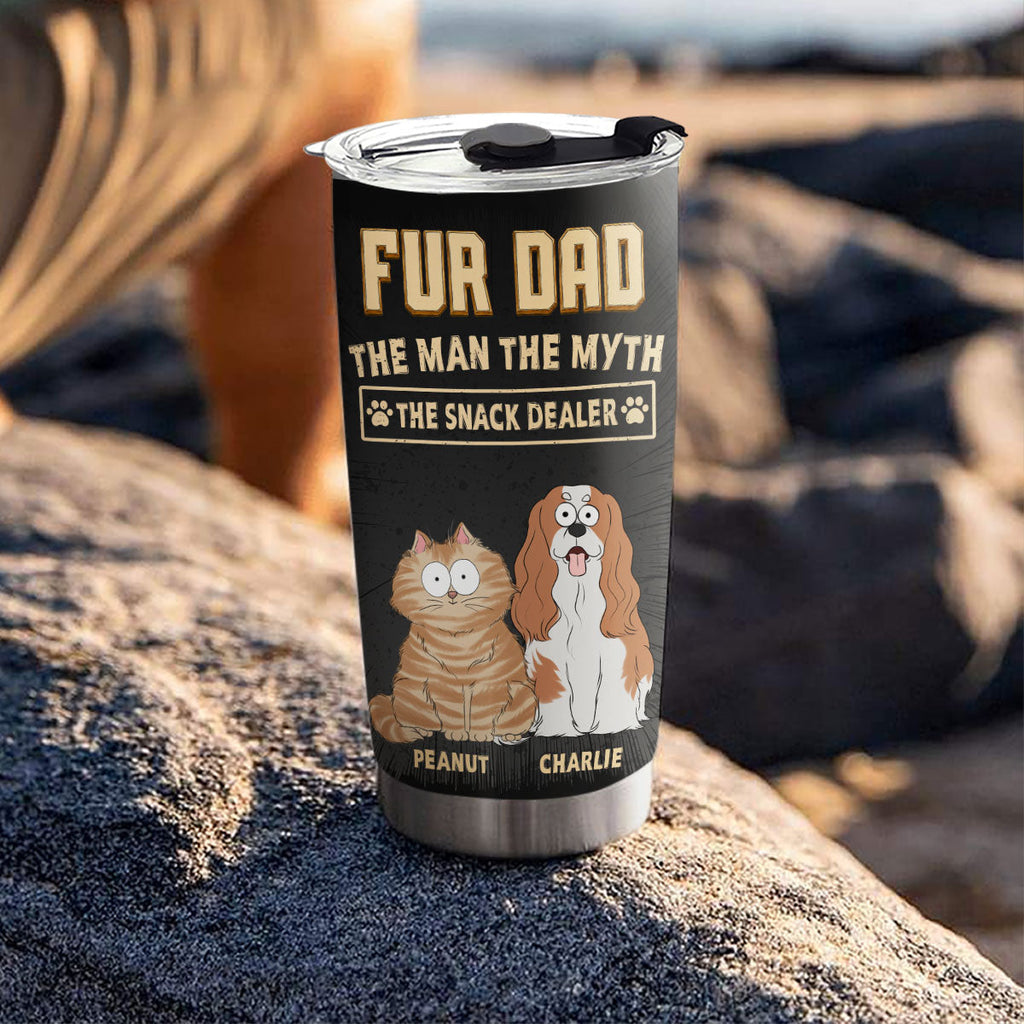 Custom Father's day Birthday Gifts For Pet Dad, Pet Lovers • The Snack Dealer Fur Dad - Personalized Tumbler